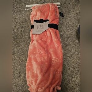 Pink Halloween Embossed Throw Blanket Ghosts & More Cozy Super Plush & Soft